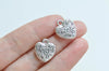 20 pcs Antique Silver Rondelle Heart Charms 9x11mm A900