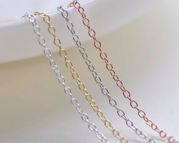 925 Sterling Silver Oval Cable Necklace Chain 18" Jewelry Making Silver/Platinum/Gold/Rose Gold