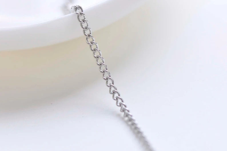 16ft (5m) Silvery Gray Color Steel Curb Chain 2mm Unsoldered Links A1209