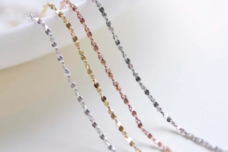 925 Sterling Silver Twisted Link Necklace Chain 16" 18" Silver/Platinum/Gold/Rose Gold