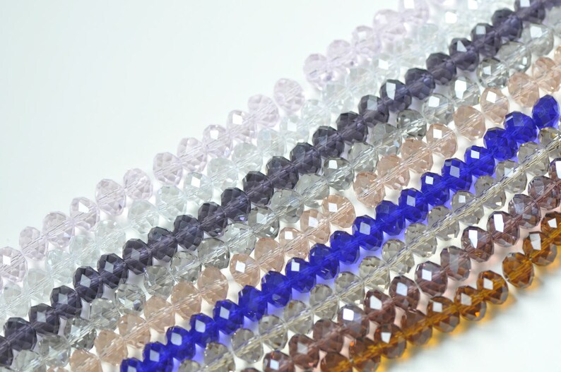 One Strand Faceted Rondelle Crystal Glass Abacus Beads 8x10mm