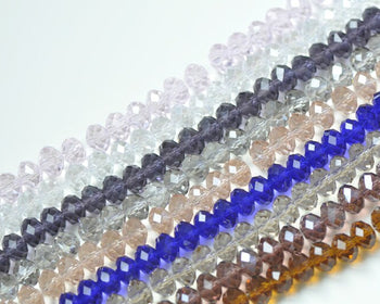 One Strand Faceted Rondelle Crystal Glass Abacus Beads 8x10mm