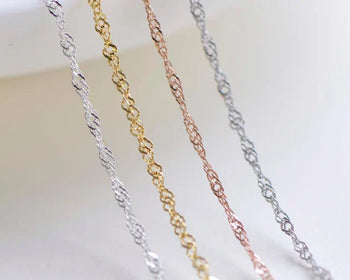 925 Sterling Silver Spiga Necklace Chain 16" 18" Link Width 1.7mm Silver/Platinum/Gold/Rose Gold