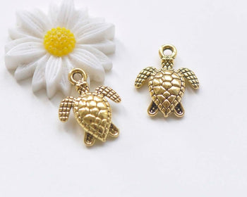 10 pcs Antique Gold Sea Turtle Charms Pendants Jewelry 13x16mm A4487