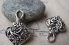 6 pcs of Antique Silver 3D Filigree Swirly Flower Coiled Heart Pendants 20x31mm A1689