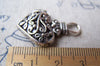 6 pcs of Antique Silver 3D Filigree Swirly Flower Coiled Heart Pendants 20x31mm A1689