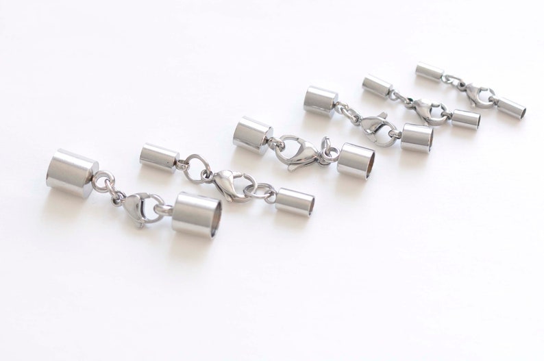 6 pcs 304 Stainless Steel Bail Connectors with Lobster Clasps 1.5mm/2mm/2.5mm/3mm