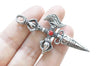 2 pcs Antique Silver Vajra Dorje Cross Axe Knife Buddhism Pendants 32x62mm