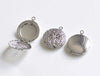 Filigree Round Photo Locket Charms Pendants 20mm Set of 5