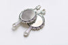 2 pcs Antique Silver Traditional Hand Mirror Pendant 31.5x58mm A8904