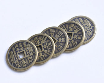 10 pcs Antiqued Bronze SUPER Thick Traditional Chinese Bagua Amulet Charms 25.5mm A924