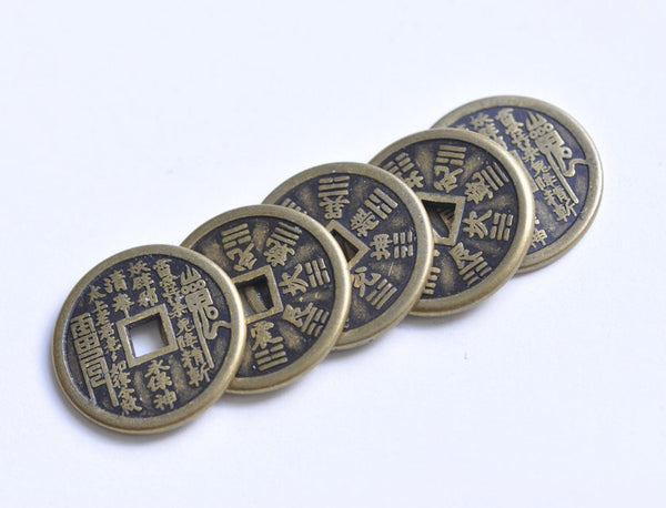 10 pcs Antiqued Bronze SUPER Thick Traditional Chinese Bagua Amulet Charms 25.5mm A924