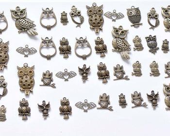 Antique Bronze Owl Charms Mixed Style