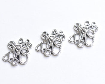 20 pcs of Antique Silver 3D Octopus Charms 21x24mm