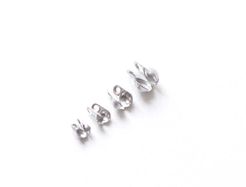 50 pcs of Stainless Steel Clamshell Bead Tips