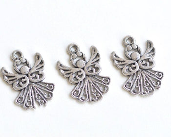 20 pcs of Antique Silver Angel Charms 14x20mm