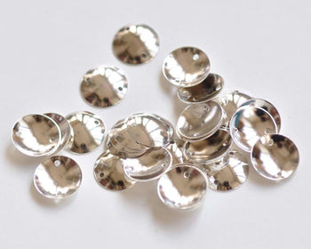 100 pcs Shiny Silver Circle Domed Disc Connectors 10mm