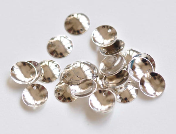 100 pcs Shiny Silver Circle Domed Disc Connectors 10mm