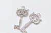 6 pcs of Antique Silver Owl Key Pendants Charms 29x60mm