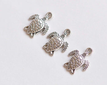 10 pcs Antique Silver Sea Turtle Charms Pendants Jewelry 13x16mm