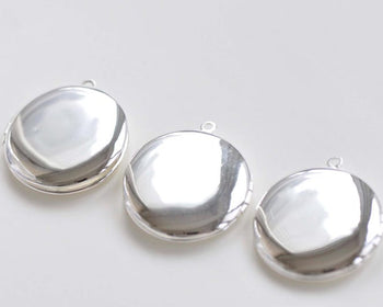 Shiny Silver Blank Locket Round Photo Lockets 20mm/32mm Set of 4 pcs