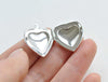 4 pcs of Shiny Silver Brass Heart Photo Locket Pendants 20mm