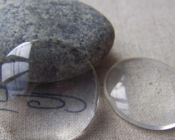 50mm (2) Round Glass Cabochons - Clear Magnifying Dome Cabs - 2 inch