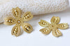 20 pcs Raw Brass Five Petal Large Filigree Flower Bead Cap A9038