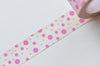 Pink Polka Dots On White Washi Tape 15mm x 10M Roll A12608