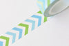 Green Washi Tape/ Blue Chevron Japanese Masking Tape 15mm wide x 10M Roll A12463