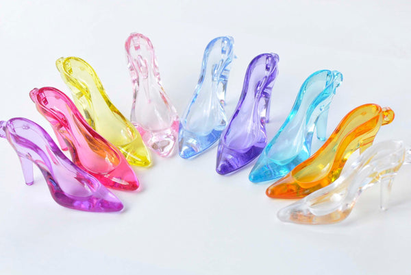 10 pcs Acrylic Clear Pink Blue High Heel Shoes Charms Pendants Mixed C VeryCharms