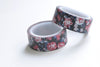 Retro Floral Design Black Washi Tape 15mm Wide x 5M A13250