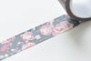 Retro Floral Design Black Washi Tape 15mm Wide x 5M A13250