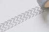 Silver Grey Chevron Washi Tape Scrapbooking Tape 15mm Wide x 5M Roll A12752