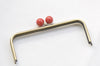 22cm (8") Gold Purse Frame With Large Red Kisslock Glue-In Style Closure Frame