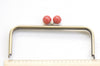 22cm (8") Retro Bronze Purse Frame With Large Red Kisslock Glue-In Style